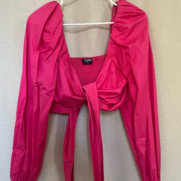Orla Kiely Tops - Orla Fuchsia Tie-Front Blouse